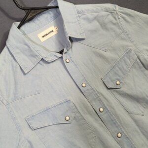 Taylor Stitch Shirt Mens 36 Blue The Western Shirt In Washed Denim Selvedge Snap